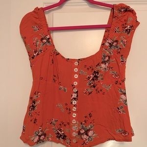 Beautiful floral free people cropped blouse